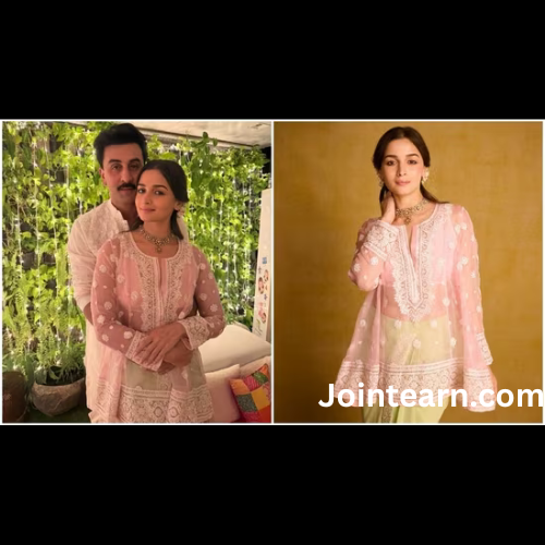 Alia Bhatt Pairs a Beautiful AJSK Kurta with a ‘Lungi’ Style Saree for Diwali 2025; Ranbir Kapoor Shows Less is Always More