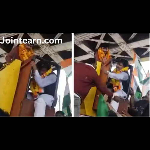 BJP MP Slaps Crane Operator After Getting Stuck Mid-Air During Ambedkar Statue Garlanding in Satna
