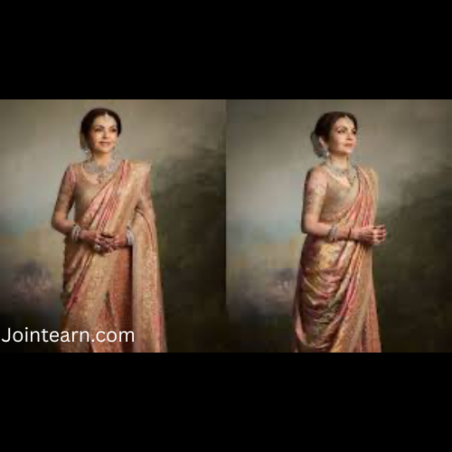 Nita Ambani Stuns in Peacock Blue Banarasi Silk Saree with Regal Gold Jewellery