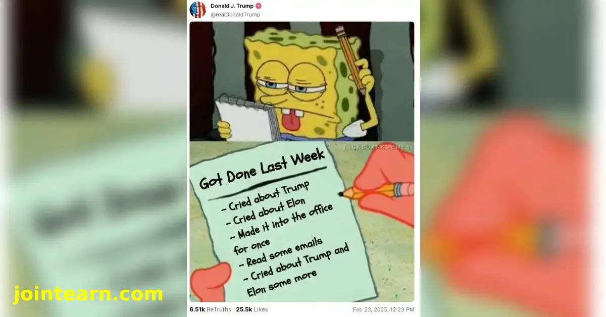 Trump Shares ‘SpongeBob’ Meme Mocking Federal Workers After Musk’s Email Mandate